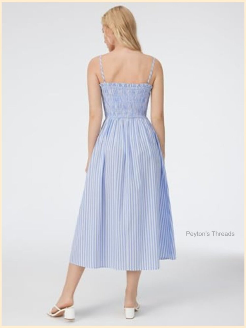 Striped A-Line Midi Dress with Pockets - Flowy Casual Sundress - Picture 4 of 6